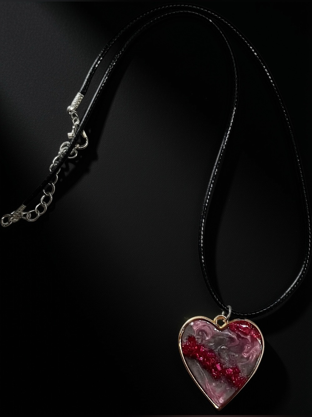 “Beautifully UnBroken” heart necklace w/leather cord